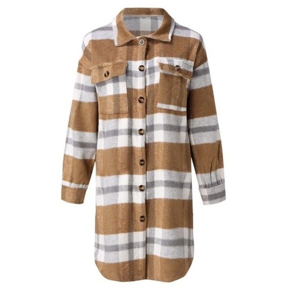 NEW‎ Pretty Garden Plaid Shacket Button Up Jacket Flannel Shirt Womens Small NWT - Picture 11 of 12